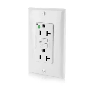 LEVITON GFNT2-HGW GFI Receptacle, Decorator Duplex, 5-20R, 20 A, 125 VAC, White, 2 Poles, Screw Terminals | CR9JBD 792UF9