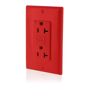 LEVITON GFNT2-R GFI Receptacle, Decorator Duplex, 5-20R, 20 A, 125 VAC, Red, 2 Poles, Screw Terminals | CR9HNZ 792UG1