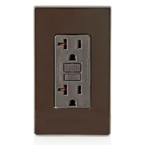 LEVITON GFNT2 GFI Receptacle, Decorator Duplex, 5-20R, 20 A, 125 VAC, Brown, 2 Poles, Screw Terminals | CR9HNE 792UF0