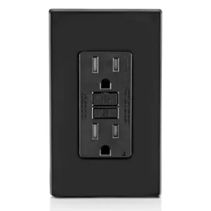 LEVITON GFTR1-E GFI Receptacle, Decorator Duplex, 5-15R, 15 A, 125 VAC, Black, 2 Poles, Screw Terminals | CR9HLN 792UG8