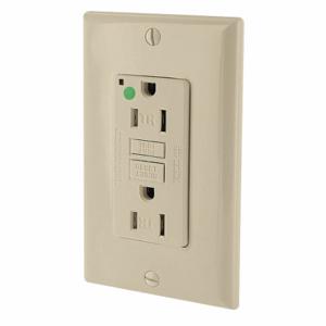 LEVITON GFTR1-HGI GFI Receptacle, Decorator Duplex, 5-15R, 15 A, 125 VAC, Ivory, 2 Poles, Screw Terminals | CR9HME 792UH2