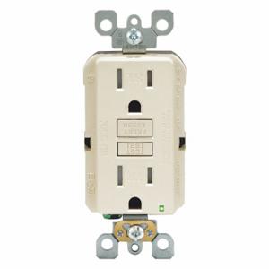 LEVITON GFTR1-T GFI Receptacle, Decorator Duplex, 5-15R, 15 A, 125 VAC, Light Almond, 2 Poles | CR9HMH 792UH6