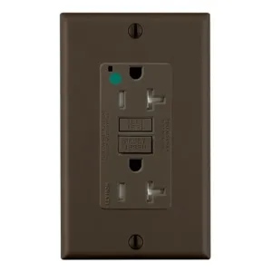 LEVITON GFTR2-HG GFI Receptacle, Decorator Duplex, 5-20R, 20 A, 125 VAC, Brown, 2 Poles, Screw Terminals | CR9HNH 792UJ1