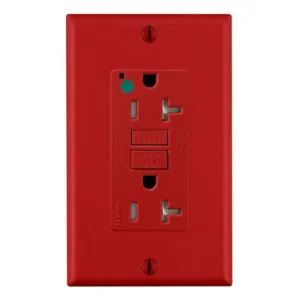 LEVITON GFTR2-HGR GFI Receptacle, Decorator Duplex, 5-20R, 20 A, 125 VAC, Red, 2 Poles, Screw Terminals | CR9HPC 792UJ5