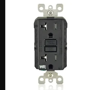 LEVITON GFWT2-E GFI Receptacle, Decorator Duplex, 5-20R, 20 A, 125 VAC, Black, 2 Poles, Screw Terminals | CR9HNB 792UK7