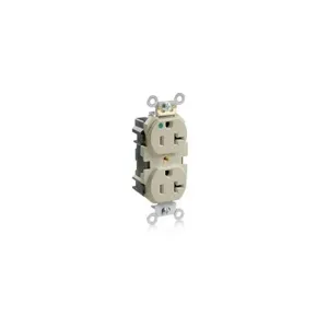 LEVITON M8300-HI Receptacle, Duplex, 5-20R, 20 A, 125V AC, Ivory, 2 Poles, Modular Wiring, Hospital Grade | CR9HWK 792UL5