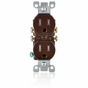 LEVITON T5320 Receptacle, Duplex, 5-15R, 15 A, 125V AC, Brown, 2 Poles, Push Inch Size, Tamper Resistant | CR9HTU 792UR3