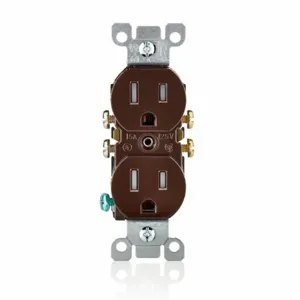 LEVITON T5320 Receptacle, Duplex, 5-15R, 15 A, 125V AC, Brown, 2 Poles, Push Inch Size, Tamper Resistant | CR9HTU 792UR3