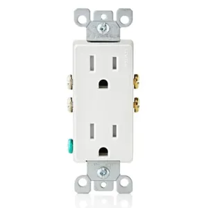 LEVITON T5325-W Receptacle, Duplex, 5-15R, 15 A, 125V AC, White, 2 Poles, Push Inch Size, Tamper Resistant | CR9HUN 792UR4