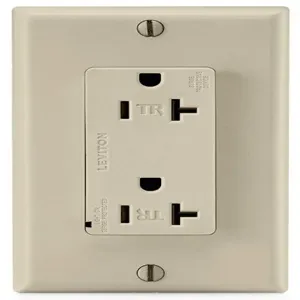 LEVITON T5380-I Receptacle, Decorator Duplex, 5-20R, 125V AC, 20 A, 2 Poles, Ivory, Screw Terminals | CR9HQY 792UR5