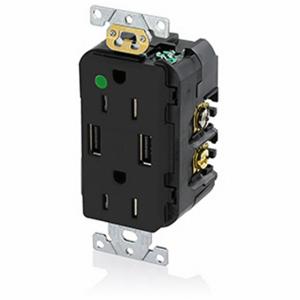 LEVITON T5632-HGE Receptacle, 5-15R, 15 A, 125V AC, Black, A Usb Connection Type | CR9JAU 792UR6