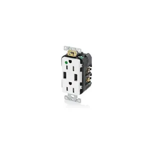 LEVITON T5632-HGW Receptacle, 5-15R, 15 A, 125V AC, White, A Usb Connection Type | CR9HPU 792UR8