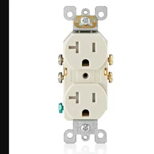 LEVITON T5820-T Receptacle, Duplex, 5-20R, 20 A, 125V AC, Light Almond, 2 Poles, Screw Terminals | CR9HWW 792UT0