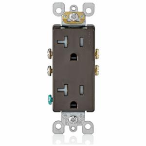 LEVITON T5825 Receptacle, Decorator Duplex, 5-20R, 20 A, 125V AC, Brown, 2 Poles, Screw Terminals | CR9HRJ 792UT2