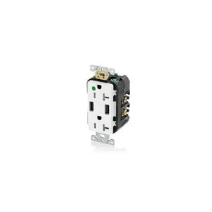 LEVITON T5832-HGW Receptacle, 5-20R, 20 A, 125V AC, White, A Usb Connection Type | CR9HPV 792UT3