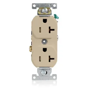 LEVITON TBR20-I Receptacle, Duplex, 5-20R, 20 A, 125V AC, Ivory, 2 Poles, Screw Terminals | CR9HWN 792UT8