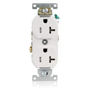 LEVITON TBR20-W Receptacle, Duplex, 5-20R, 20 A, 125V AC, White, 2 Poles, Screw Terminals | CR9HXX 792UT9