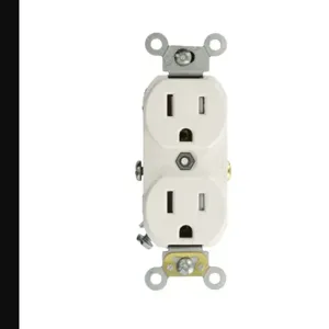 LEVITON TCR15-W Receptacle, Duplex, 5-15R, 15 A, 125V AC, White, 2 Poles, Screw Terminals | CR9HUP 792UU2