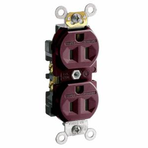 LEVITON TCR15 Receptacle, Duplex, 5-15R, 15 A, 125V AC, Brown, 2 Poles, Screw Terminals | CR9HTV 792UU0