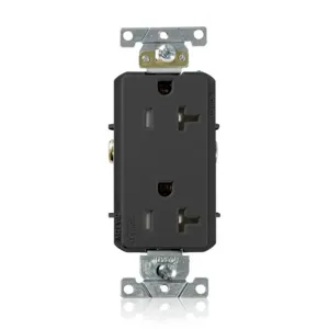 LEVITON TDR20-E Receptacle, Decorator Duplex, 5-20R, 20 A, 125V AC, Black, 2 Poles, Screw Terminals | CR9HRG 792UU9