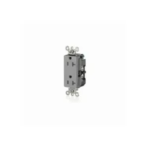 LEVITON TDR20-GY Receptacle, Decorator Duplex, 5-20R, 20 A, 125V AC, Gray, 2 Poles, Screw Terminals | CR9JBL 792UV0