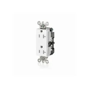 LEVITON TDR20-W Receptacle, Decorator Duplex, 5-20R, 20 A, 125V AC, White, 2 Poles, Screw Terminals | CR9HTF 792UV2