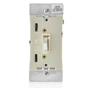 LEVITON TSL06-1LT Lighting Di mmer, CFL/Halogen/Incandescent/LED, 1-Pole/3-Way, 120V AC, Light Almond | CR9HAL 791DX1