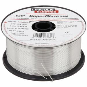 LINCOLN ELECTRIC ED030312 Mig Welding Wire, Aluminum, 0.035 Inch, 1 Lb, Superglaze 5356 | CR9LRK 12C089