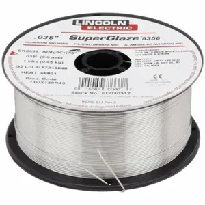 LINCOLN ELECTRIC ED030312 Mig Welding Wire, Aluminum, 0.035 Inch, 1 Lb, Superglaze 5356 | CR9LRK 12C089