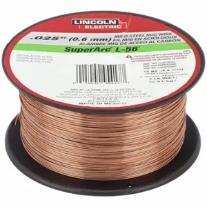 LINCOLN ELECTRIC ED030583 MIG Welding Wire, Carbon Steel, ER70S-6, 0.025 in, 10 lb, Plastic Spool, SuperArc L-56 | CR9LYA 12C097