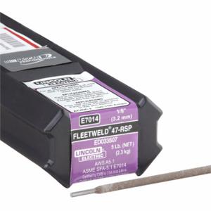 LINCOLN ELECTRIC ED033507 Stick Electrode, Carbon Steel, E7014, 1/8 Inch X 14 Inch, 20 Lb, Fleetweld 47 | CR9MEQ 12C111