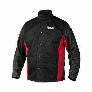LINCOLN ELECTRIC K2987-XL Welding Jacket, Mens, Leather 9 oz, Black, Button/Velcro, 2 Total Pockets, XL | CR9LPY 793RG9