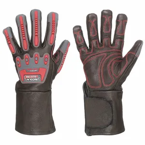 LINCOLN ELECTRIC K3109-2XL Welding Gloves, Wing Thumb, Gauntlet Cuff, Premium, Black/Red Leather | CR9MGX 54RY22