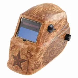 LINCOLN ELECTRIC K4134-1 Welding Helmet, Auto-Darkening, 2 Arc Sensors, Tan, Lone Star, W9 to W13, Digital | CR9MHD 49CE28