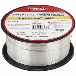 LINCOLN ELECTRIC KH513 Mig Welding Wire, Aluminum, 0.03 Inch, 1 Lb, Superglaze 4043 | CR9LRB 12C087
