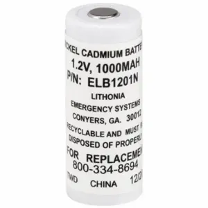 LITHONIA LIGHTING ELB 1201N Battery, Nickel Cadmium, 1.2 V Volt, 1 Ah Battery Capacity, 1 3/4 Inch Overall Height | CR9PPR 2XLD5