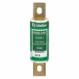 LITTELFUSE JTD070 Fuse, 70A, 600V AC, 4-5/8 Inch Length x 1-1/8 Inch Dia., Blade Body | CY3ENP