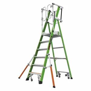 LITTLE GIANT 19706-146 Safety Cage, 10 ft 6 Inch Ladder, 5 ft 7 Inch Platform, 375 lbs. Load Capacity | CJ3FMW 60MM23