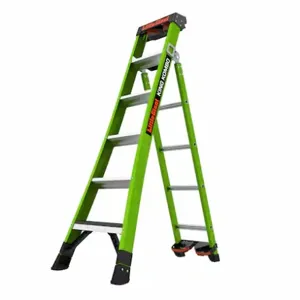 LITTLE GIANT 13906-071 Fiberglass Combination Ladder, 13 ft Extended Height, 6 Ft. Length, 375 lbs. Capacity | CJ2DXW 61LT27