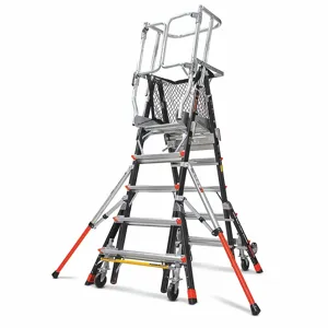 LITTLE GIANT LADDERS 18509-240 Adjustabe Cage Platform Ladder 9 Feet Fiberglass | AH6VBB 36GL23