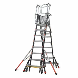 LITTLE GIANT LADDERS 18515-240 Adjustable Cage Platform Ladder 14 Feet Fiberglass | AH6VBC 36GL24