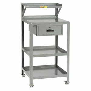 LITTLE GIANT PSR-2224-LLDR Shop Desk, Open-Base Desk, 24 x 22 x 49 Inch Size 1 Drawers, 2 Shelves, 0 Doors, Gray | CJ3HYP 34AV06