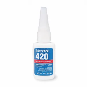 LOCTITE 135455 Instant Adhesive, 420, Plastics, 1 fl oz, Bottle, Clear, Thin Liquid, 50 g/L and Under | CR9QYW 4KL86