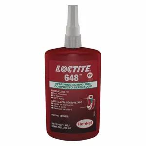 LOCTITE 1835918 Retaining Compound, 648, 8.5 Fl Oz, Bottle, Green | CR9QZF 40LG56