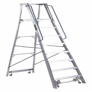 LOUISVILLE AP5008 Platform Stepladder, 9 Ft. 6 Inch Ladder Height, 300 Lbs. Load Capacity, Aluminium | CH6NHY 33J696