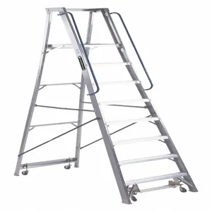 LOUISVILLE AP5008 Platform Stepladder, 9 Ft. 6 Inch Ladder Height, 300 Lbs. Load Capacity, Aluminium | CH6NHY 33J696