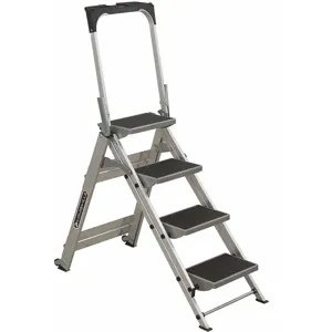 LOUISVILLE L-2011-04 Folding Step, 56 Inch Overall Height, 300 Lbs. Load Capacity, Aluminium | CD3LPU 401M55