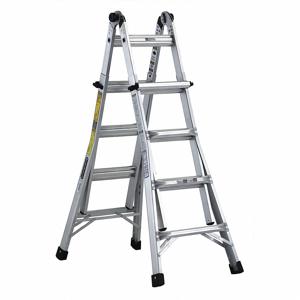 LOUISVILLE L-2098-17 Multipurpose Ladder, 15 Ft Extended Ladder Ht, 4 To 7 Ft, 1 To 3 Ft, 300 Lb Load Capacity | CR9RGK 48RT33