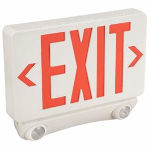 LUMAPRO 40CP85 Exit Sign With Emergency Lights, White, 1 Or 2 Faces, Red, Led, Ceiling/End/Wall | CR9RMD