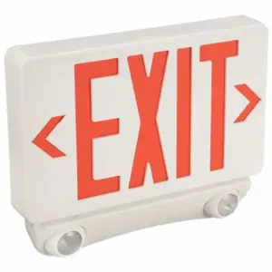 LUMAPRO 40CP85 Exit Sign With Emergency Lights, White, 1 Or 2 Faces, Red, Led, Ceiling/End/Wall | CR9RMD